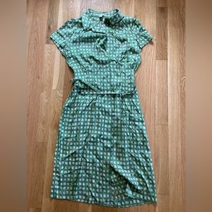 Banana Republic Vintage Style Green and White Checkered Dress Sz 4